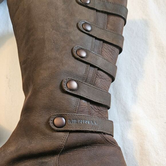 Merrell Women's Espresso Mid-Calf Leather Boots Size 10 Zip-up - Picture 6 of 8